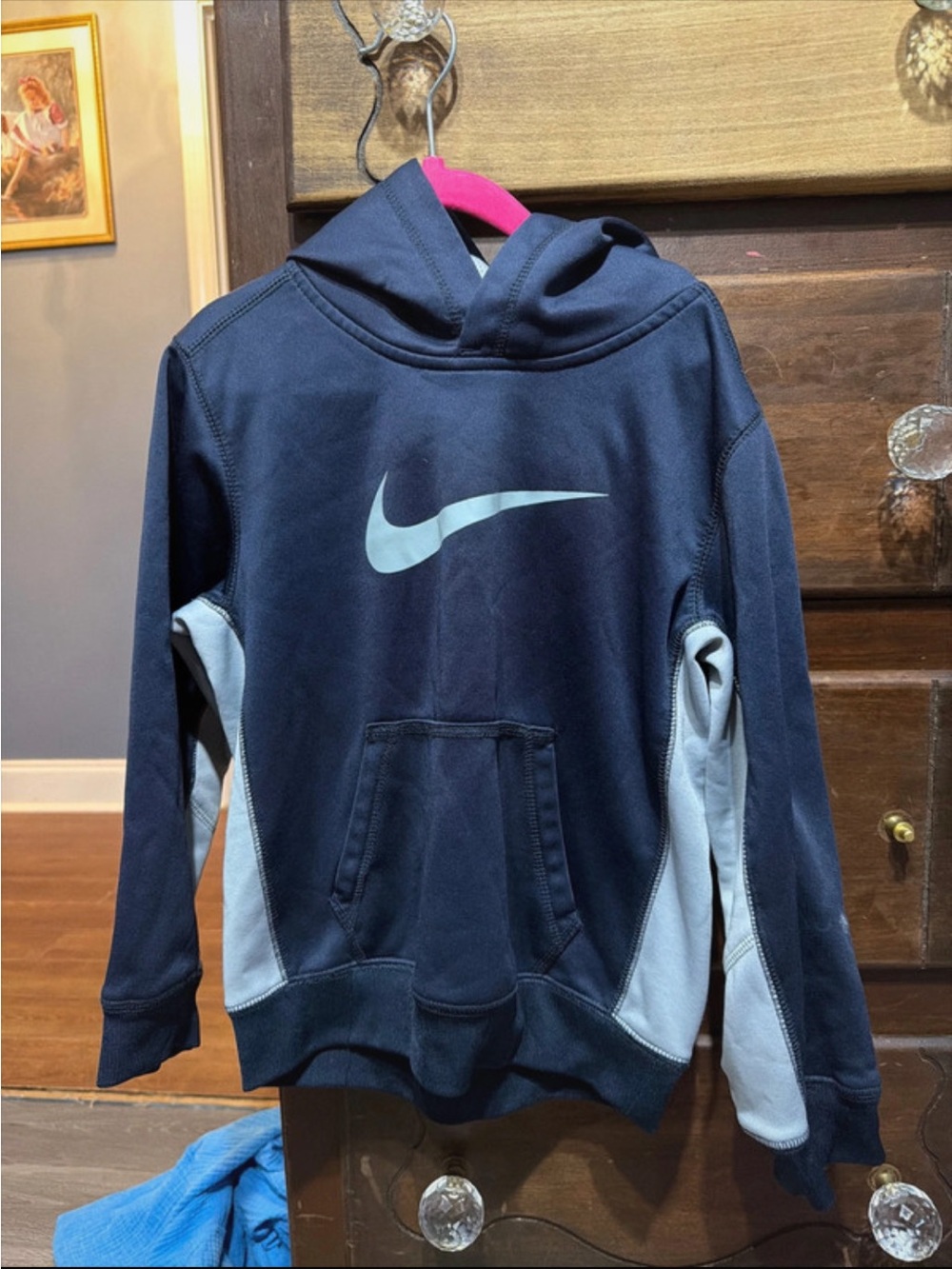 Nike Navy and Light Gray Kids' Pullover Hoodie